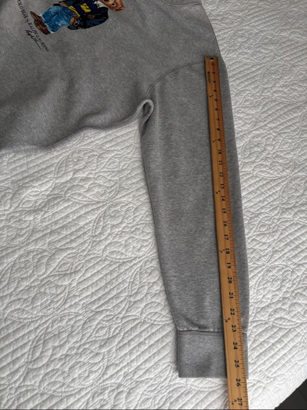 Polo Ralph Lauren Gray Polo Bear Fleece Crewneck Sweatshirt Blazer Jeans Size XL - Picture 12 of 16